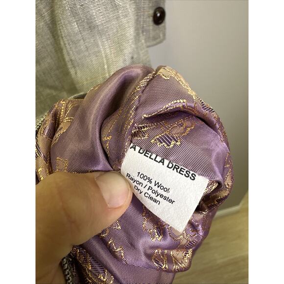 A Della Dress Suit Dress S Gray Tweed 100% Wool Old Money Preppy Romantic - Picture 8 of 10